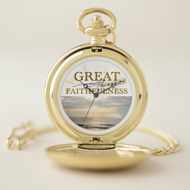 Great Is Thy Faithfulness KJV Scripture quote Pocket Watch (Inside)