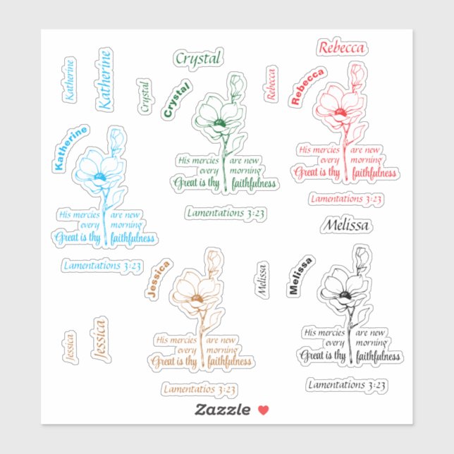 Great is thy faithfulness Personalized Name Set Sticker (Sheet)