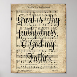 Great is thy Faithfulness Scripted Vintage Hymn Poster