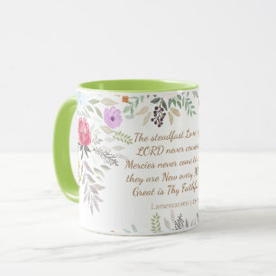 Great is Thy Faithfulness Watercolor Floral Mug