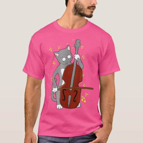 Great Jazz   Cat Playing Cello Double Bass Musicia T_Shirt
