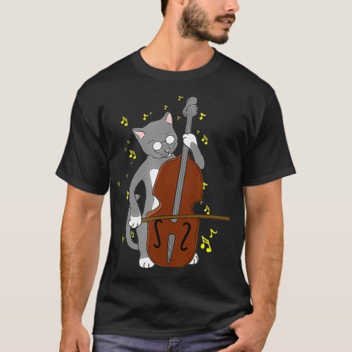 Great Jazz   Cat Playing Cello Double Bass T_Shirt