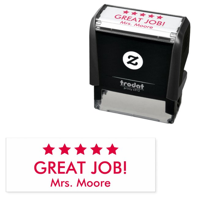 Great Job 5 Stars Custom Name Teacher Self-inking Stamp (In Situ)