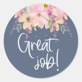 Colorful Great Job Motivational Kid's Classic Round Sticker | Zazzle