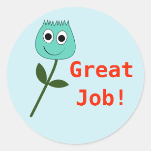 Colorful Great Job Motivational Kid's Classic Round Sticker | Zazzle