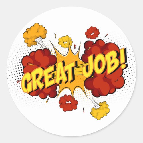 Great Job Comic Pop Art Classic Round Sticker