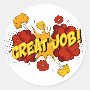 Great Job Comic Pop Art Classic Round Sticker