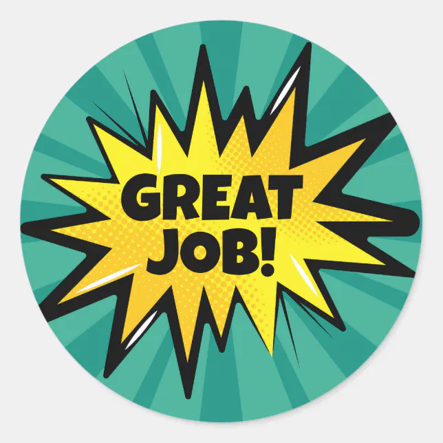 Great Job Comic Pop Art Classic Round Sticker | Zazzle