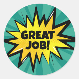 Great Job Comic Pop Art Classic Round Sticker