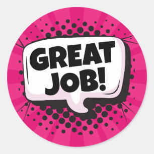 Great Job Comic Pop Art Classic Round Sticker