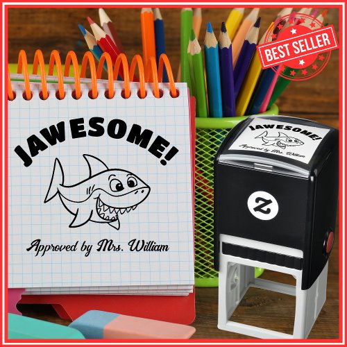 Great Job Cute Shark Grading Encouragement Teacher Self_inking Stamp