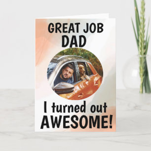 Great job Dad... Fathers Day Custom Photo Letterpress Thank You Card