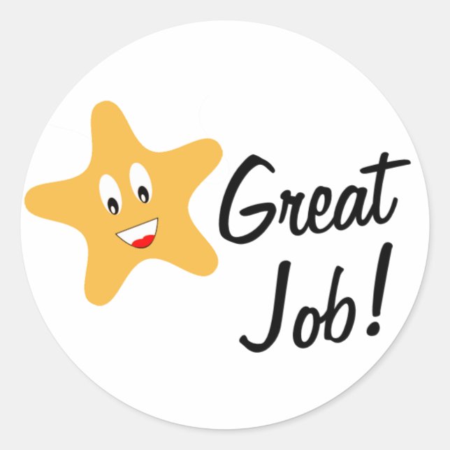 Great Job! Gold Star Classic Round Sticker (Front)