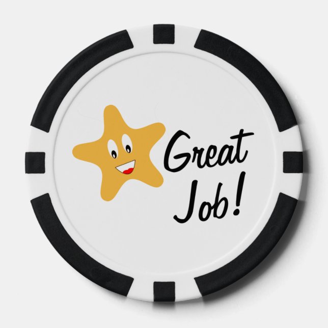 Great Job!  Gold Star Custom Poker Chips (Front)