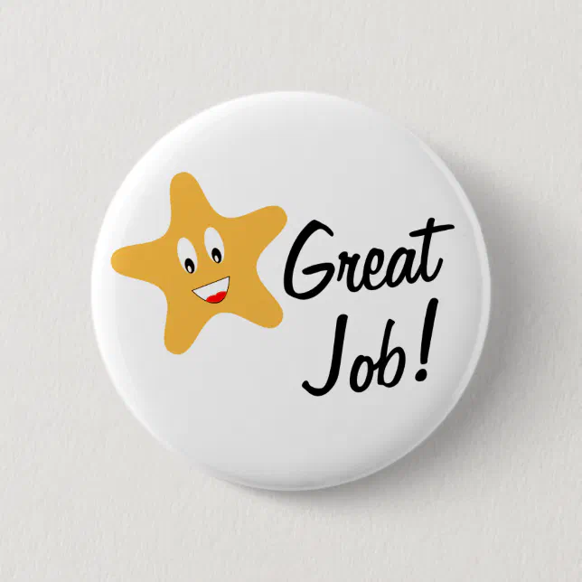 Great Job Gold Star Pinback Button | Zazzle