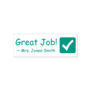 "Great Job!" + Instructor Name Rubber Stamp