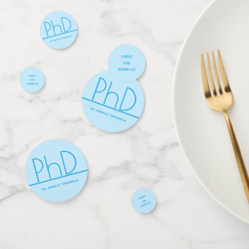 Great Job Name Light Blue PhD Graduation Confetti