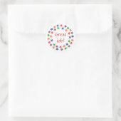 Great job!, stickers, circles of colorful stars classic round sticker (Bag)