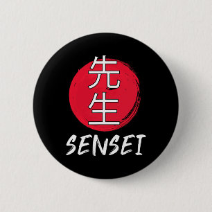 Great Karate Sensei Outfit Japanese Fighting Desig Button