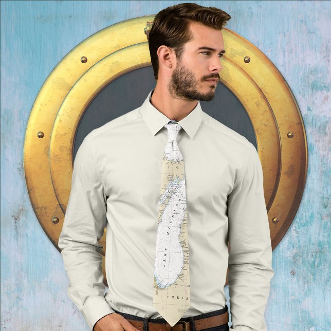 Great Lake Michigan Authentic Nautical Chart Neck Tie (Creator Uploaded)