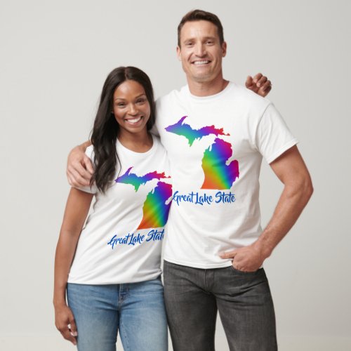 Great Lake state  rainbow colorful Michigan   T_Shirt