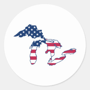 Great Lakes American Flag Classic Round Sticker