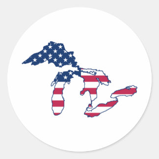 Great Lakes American Flag Classic Round Sticker