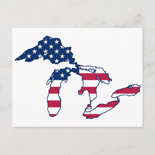 Great Lakes American Flag Postcard