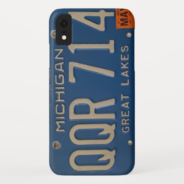Great Lakes Blue Michigan license plate phone case (Back)
