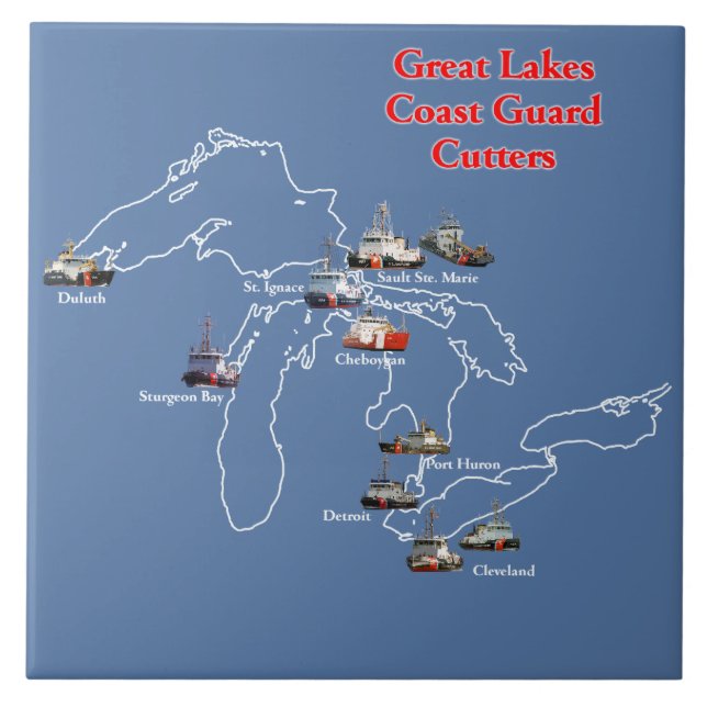 Great Lakes Coast Guard Cutters Ceramic Tile (Front)