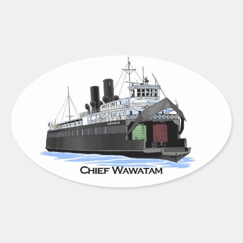 Great Lakes ferry Chief Wawatam Oval Sticker