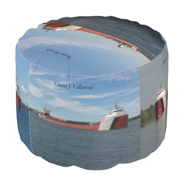 Great Lakes Fleet round pouf (Angled Front)