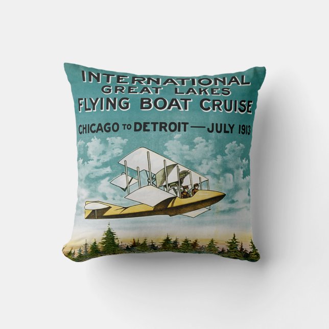 Great Lakes Flying Boat Throw Pillow (Front)