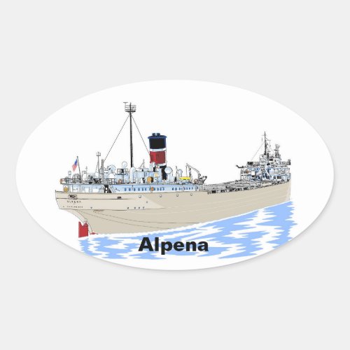 Great Lakes freighter Alpena Oval Sticker