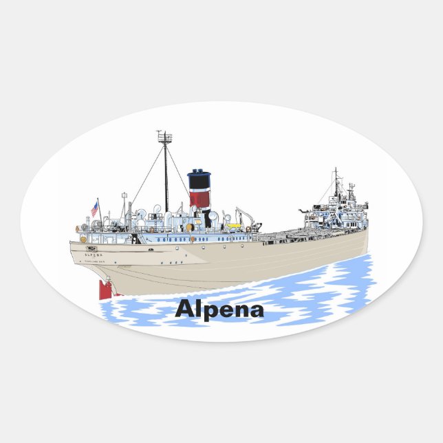 Great Lakes freighter Alpena Oval Sticker (Front)