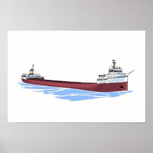 Great Lakes freighter Arthur B Homer stretched Poster