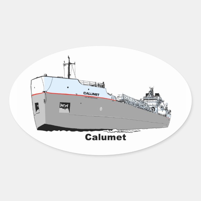 Great Lakes Freighter Calumet ex-Roesch Oval Sticker (Front)