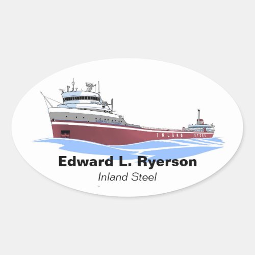 Great Lakes freighter Edward L Ryerson billboard Oval Sticker