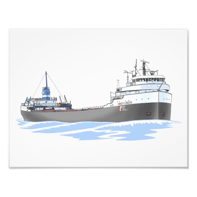 Great Lakes freighter Ernest R. Breech Rouge Steel Photo Print (Front)