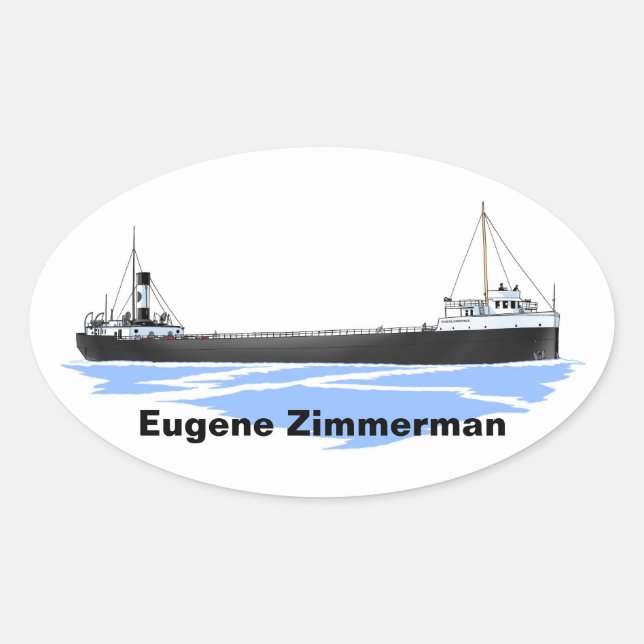 Great Lakes freighter Eugene Zimmerman Oval Sticker (Front)