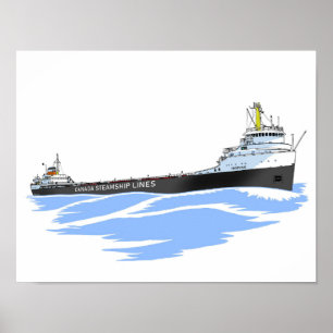 Great Lakes freighter Frontenac gearless black Poster