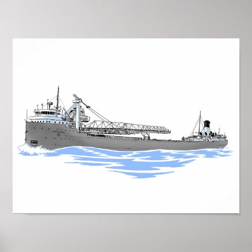 Great Lakes freighter George A Sloan gray Poster