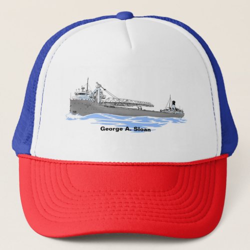 Great Lakes freighter George A Sloan gray Trucker Hat