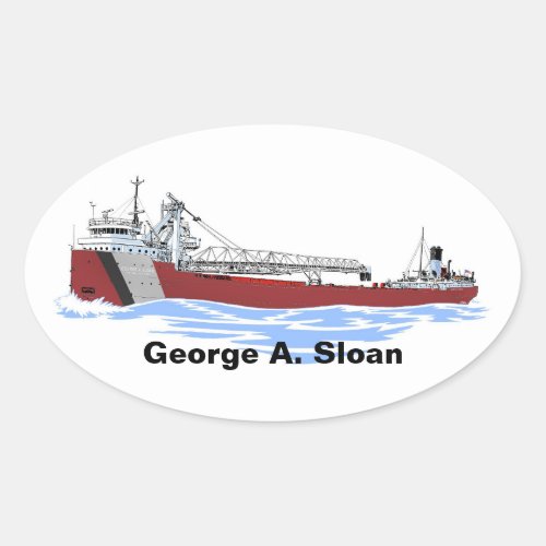 Great Lakes Freighter George A Sloan Key GLF Oval Sticker