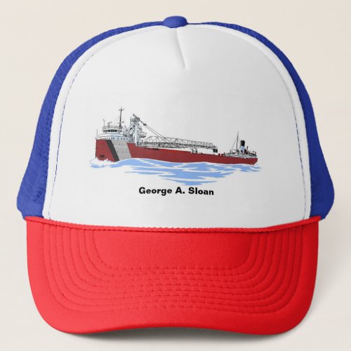 Great Lakes Freighter George A Sloan Key GLF Trucker Hat