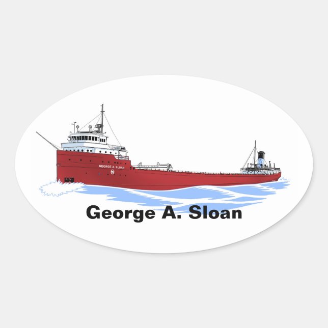Great Lakes freighter George A. Sloan straightdeck Oval Sticker (Front)