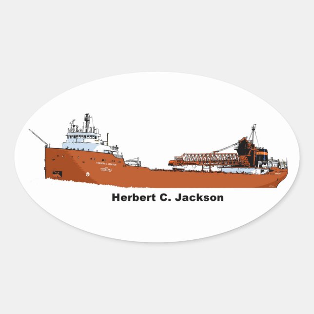 Great Lakes freighter Herbert C. Jackson Oval Sticker (Front)