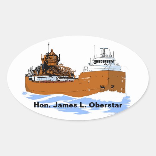 Great Lakes freighter Hon James L Oberstar Oval Sticker