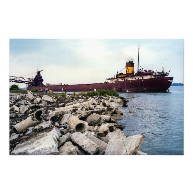 Great Lakes freighter J. Burton Ayers circa 1980 Photo Print (Front)