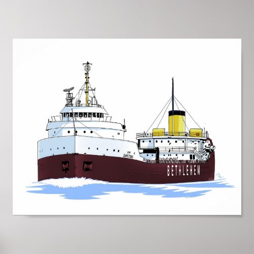 Great Lakes freighter Johnston as built Poster